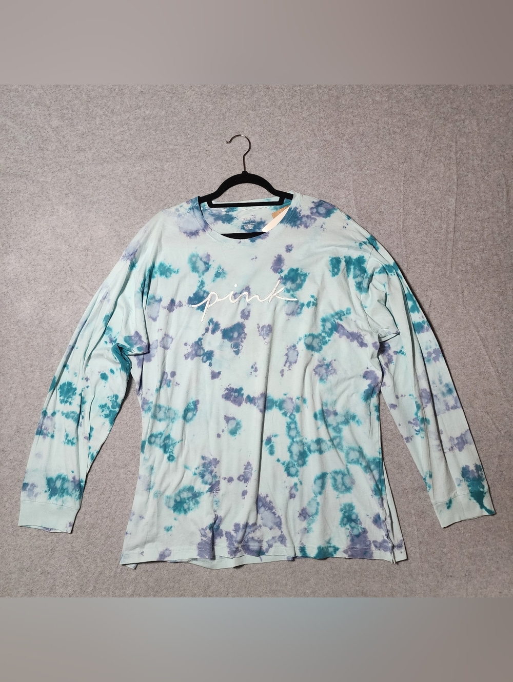 Vs Victorias Secret Teal Tie Dye Long Sleeve Shirt Top Tunic Casual Travel